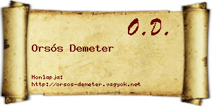 Orsós Demeter névjegykártya